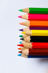 Coloured pencil on the white background, colour pencils isolated on white background.