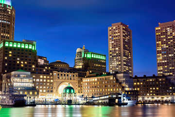 Boston downtown at night, USA