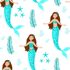 Seamless pattern Mermaid vector illustration