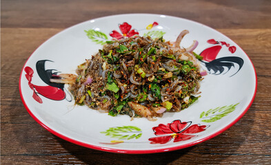 Kung Ten (Freshwater Shrimp Spicy Salad)

