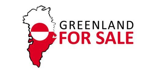 Greenland not for sale conceptual sign Flat vector illustration signs. Usa wants to by Greenland from Denmark. Purchase of Greenland concept, map of Greenland with USA flag © MarkRademaker