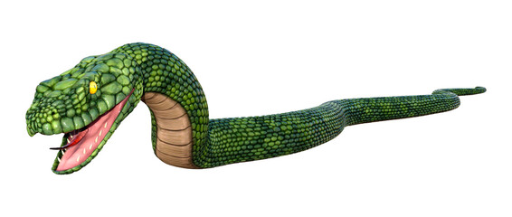 3D Rendering Giant Fantasy Snake on White