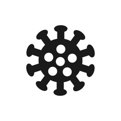 Obraz premium Virus black icon. Microbe or bacterium outline symbol in glyph style, corona virus vector illustration isolated on white. 