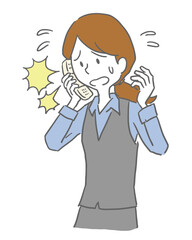 電話対応で焦る女性