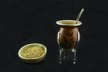 mate with bombilla and bowl of Argentine grass
