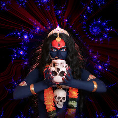 black goddess Kali with a skull