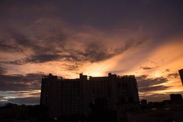 beautiful evening sky with white clouds