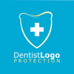 Obraz premium Vector logo for dentist business with illustrations of teeth and shields.