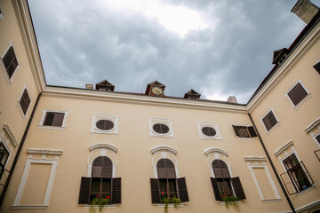 Obraz premium Milotice castle, Chateau uniquely preserved complex of baroque buildings and garden architecture, South Moravia, Czech Republic