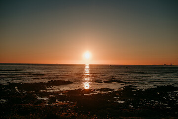 Fototapeta na wymiar sunset on the atlantic ocean seen from Noirmoutier Island, France