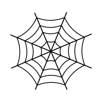 Spider web black silhouette icon on white background. vector illustration