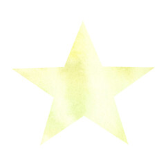 Hand drawn Abstract yellow watercolor background in the shape of a Star