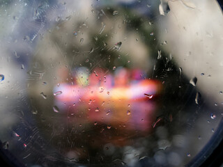 window glass with water drops