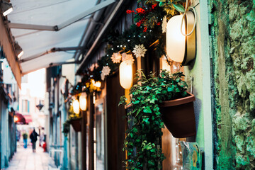 Naklejka premium Traditional street view of old buildings in Venice, ITALY
