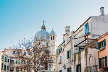 Fototapeta na wymiar Street view of old buildings in Venice, ITALY