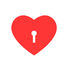 heart with keyhole on white background.