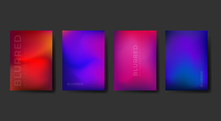 A4 Blurred backgrounds set with modern blurred color gradient. Abstract Blurred Smooth Vector templates collection for brochures, posters, banners, flyers, and cards.