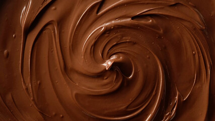 melted premium dark chocolate top view rotating