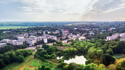 View of Donduseni from the drone in Moldova