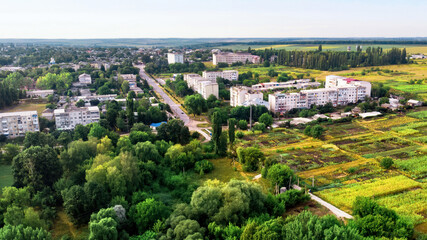View of Donduseni from the drone in Moldova