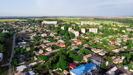 View of Donduseni from the drone in Moldova