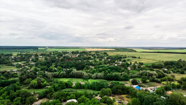 View of Donduseni from the drone in Moldova