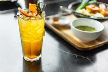 Lemon tea on ice cool drink 