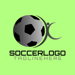 Obraz premium Vector logo for a Team or Football Championship with illustrations of soccer and soccer players.