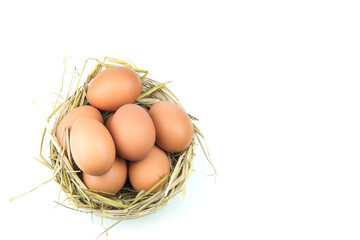 Eggs in the basket Isolated on White Background.