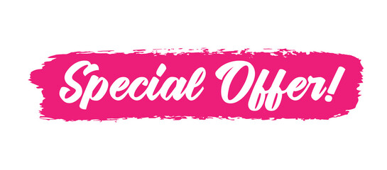 Hand sketched SPECIAL OFFER as banner. Drawn commercial lettering for flyer, poster, advertisement, label.