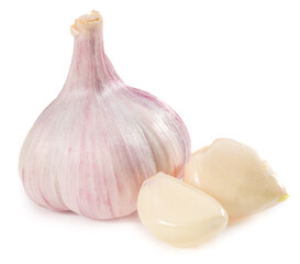 garlic with garlic cloves isolated on white background. full depth of field