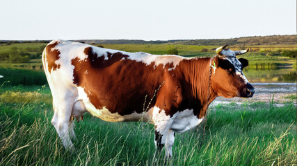 Fototapeta na wymiar A cow in Moldova