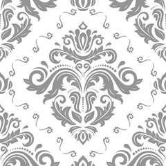 Classic seamless vector pattern. Damask orient gray ornament. Classic vintage background. Orient ornament for fabric, wallpaper and packaging
