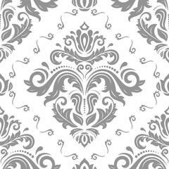 Classic seamless vector pattern. Damask orient gray ornament. Classic vintage background. Orient ornament for fabric, wallpaper and packaging