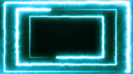 Trendy digital blue neon backlit frames. Seamless looped animation of glowing lines in 4k. Background futuristic tunnel with neon lights. Looped 3d animation concept art