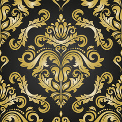 Orient vector classic black and golden pattern. Seamless abstract background with vintage elements. Orient background. Ornament for wallpaper and packaging