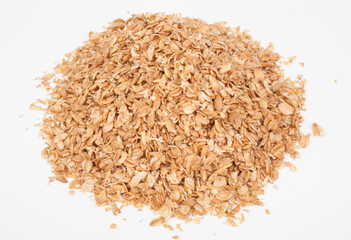Wheat flakes on white background