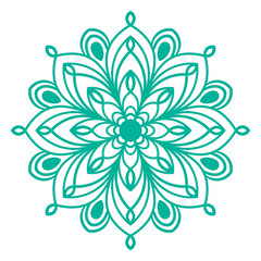 Colorful outline flower mandala. Doodle round decorative element for T-shirt, bag, poster isolated on white background. Floral geometric circle. Vector illustration.  