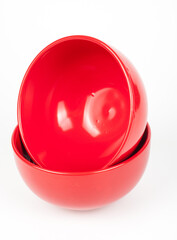 Ceramic red plates on white