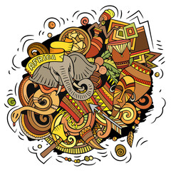 Africa hand drawn cartoon doodles illustration. Funny design.