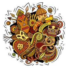 Africa hand drawn cartoon doodles illustration. Funny design.