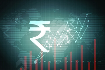 Rupee currency . 2D rendering illustration