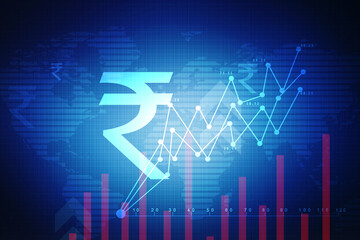 Rupee currency . 2D rendering illustration