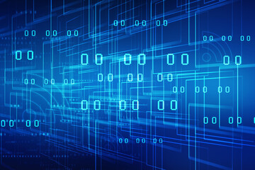 2d illustration abstract digital binary data on computer screen
