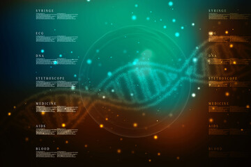 2d render of dna structure, abstract background
