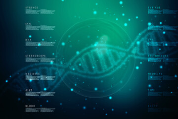 Fototapeta premium 2d render of dna structure, abstract background 