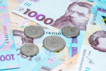 New banknotes and coins Ukrainian Hryvnia