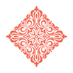 Damask graphic ornament. Floral design element. Pink vector pattern