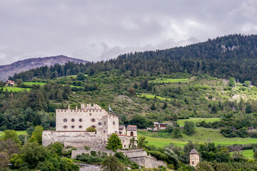 Fototapeta na wymiar Castel Coira (in German Churburg) is a medieval castle in Sluderno, South Tyrol, Italy