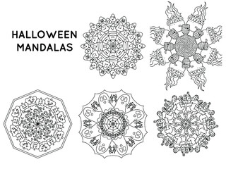 Halloween mandala outline patterns for coloring books